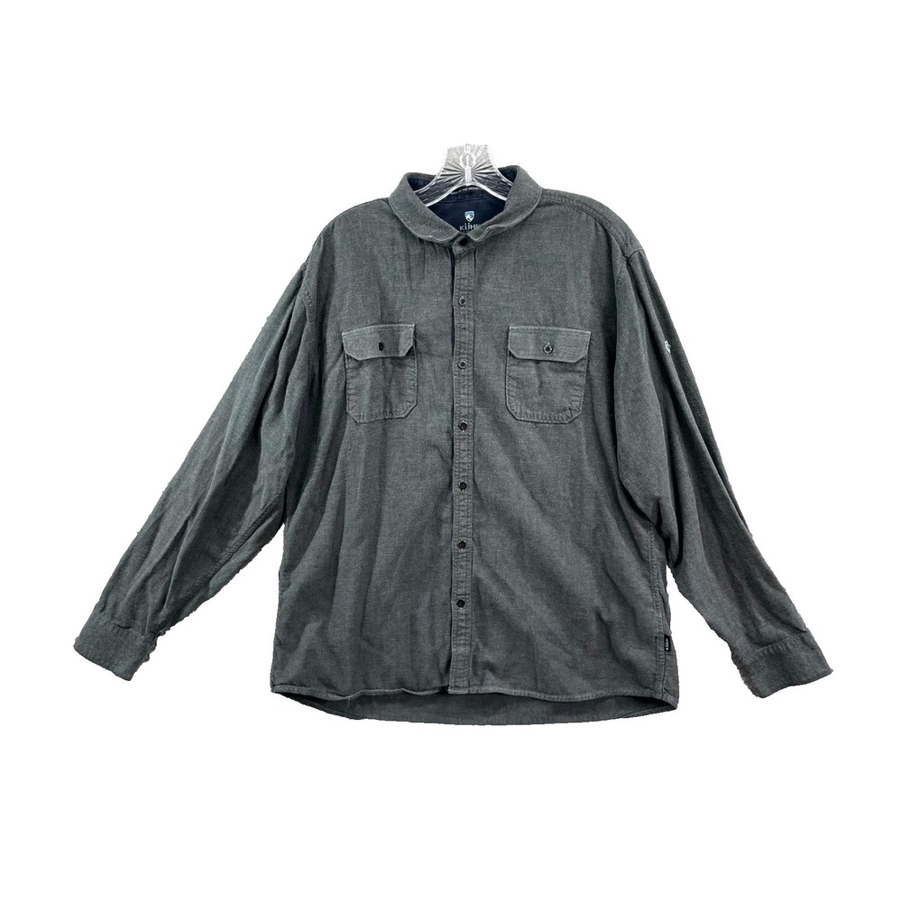 Kuhl Descendr Flannel Shirt Men XL Gray Gorpcore Hiking Performance Outdoor Gear